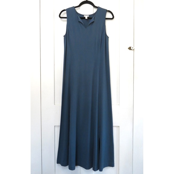 J Jill Rayon Jersey Stretch Sleeveless Dress Small A Line Tank Midi Maxi Steel - Picture 2 of 8